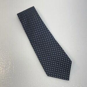 Palatina Navy White Micro‎ Geometric Neat Woven Pattern Silk Tie